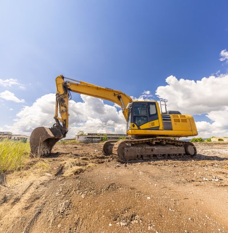 excavator on a cleared jobsite